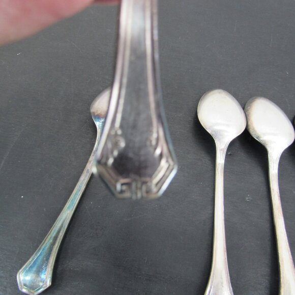 Reed & Barton Pompeian Greek Key & Scrollwork Design Teaspoons Lot of 5 Vntg - Picture 7 of 8